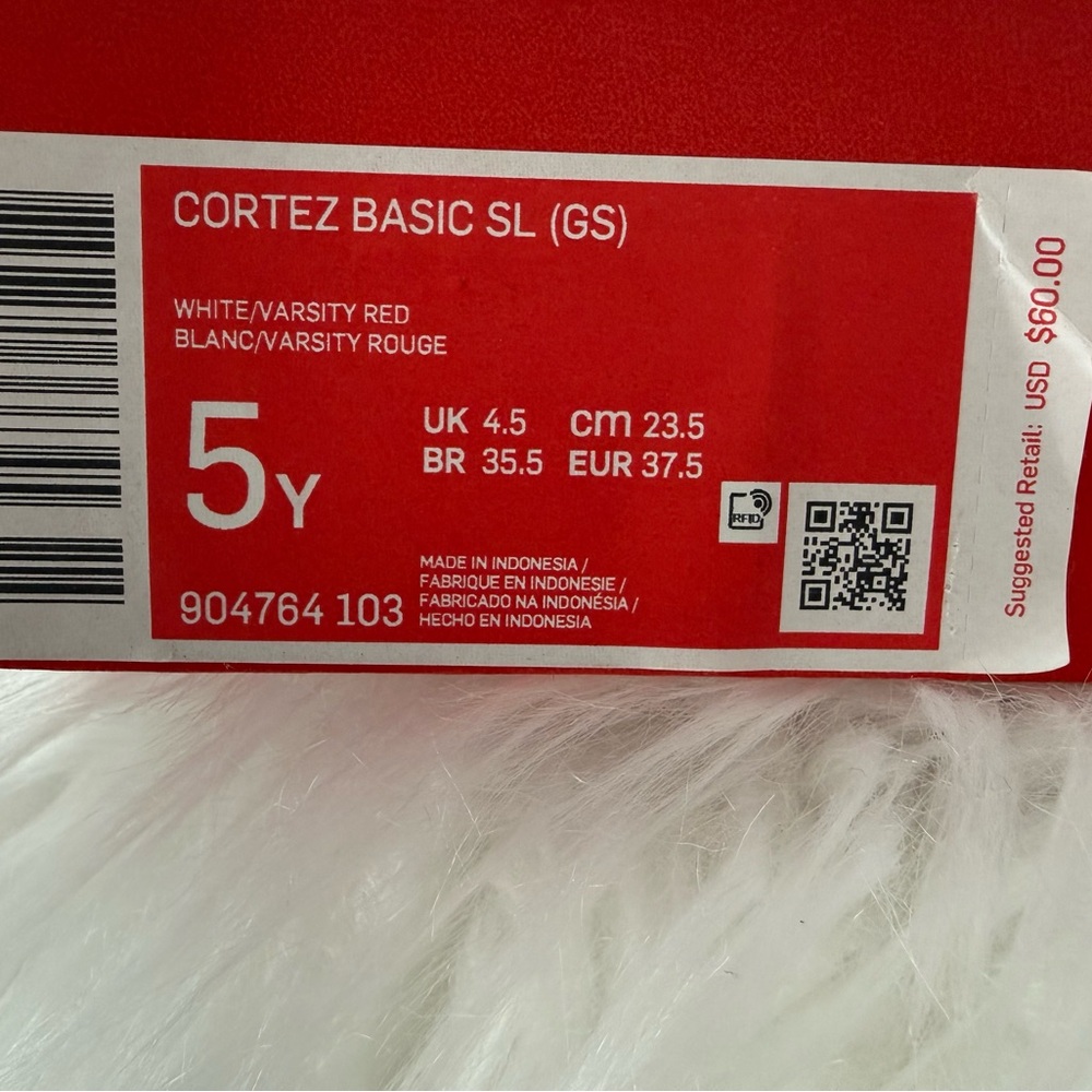 Nike Cortez Basic SL GS White Varsity Red Size 5Y (Women’s 6.5–7) - Picture 4 of 7